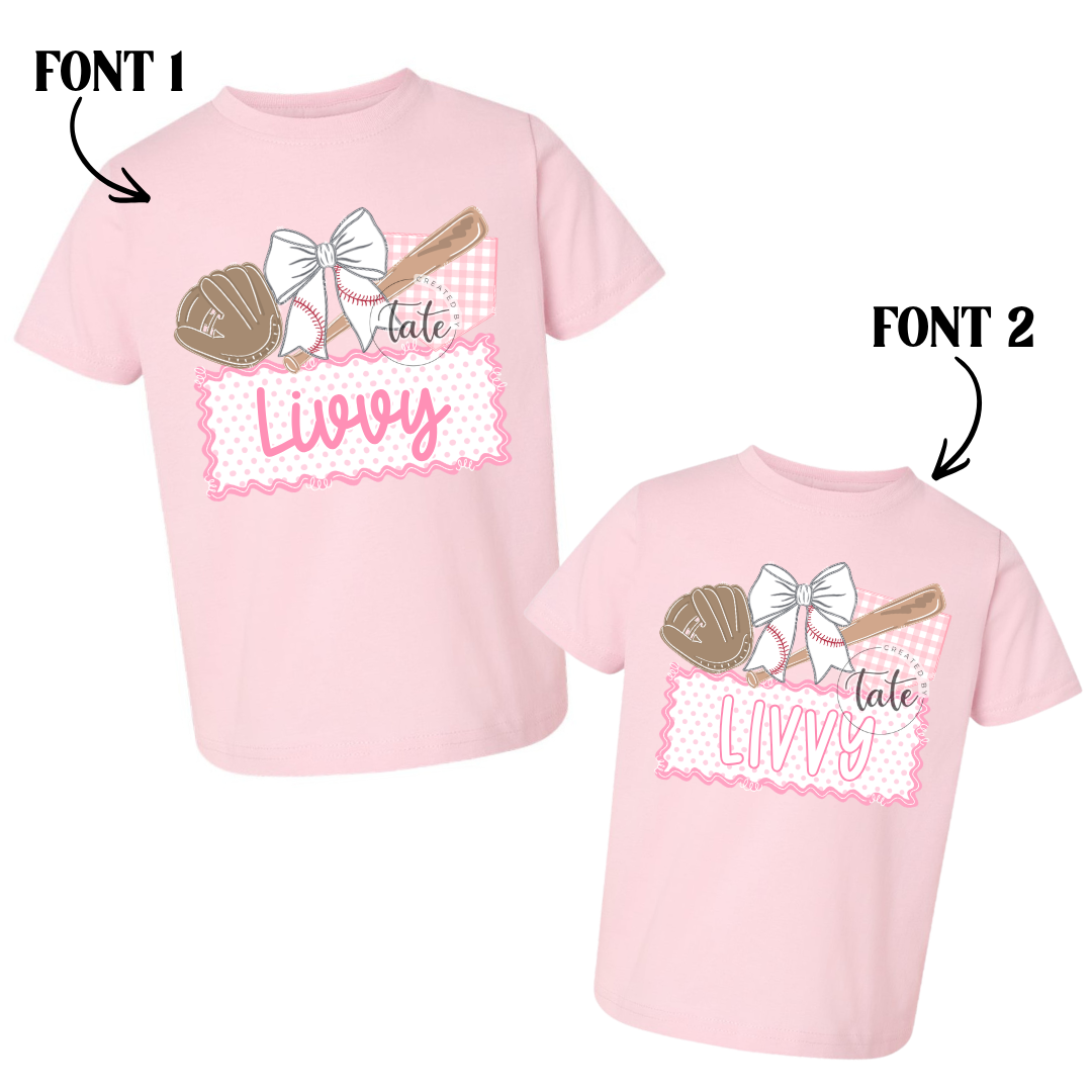GIRL BASEBALL NAME PLATE - INFANT + YOUTH