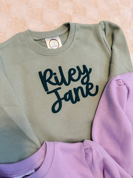 PUFF VINYL NAME SWEATSHIRT - TODDLER/YOUTH