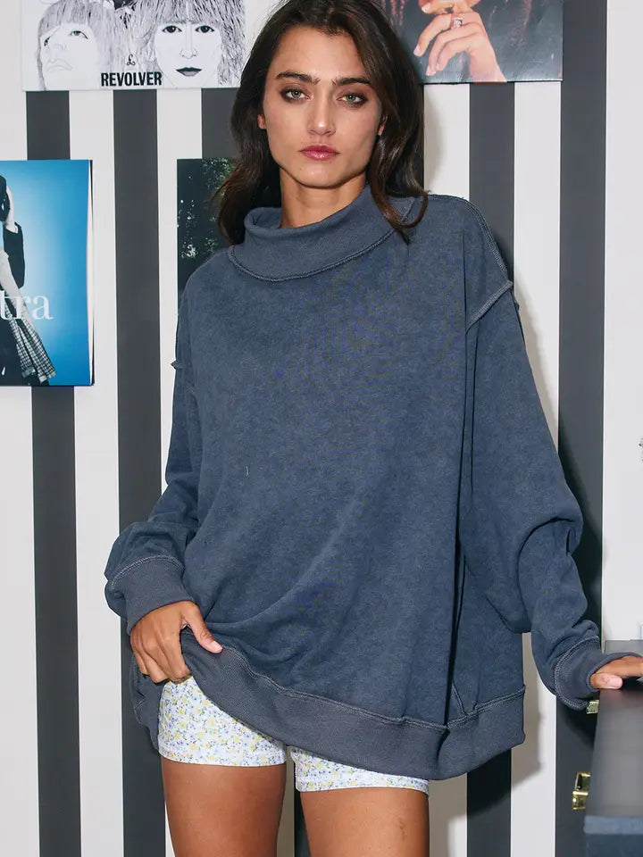 PREORDER | MOCK-NECK SWEATSHIRT - CHARCOAL