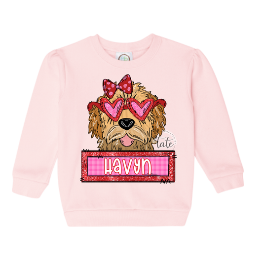 GIRL PUPPY LOVE SWEATSHIRT - GOLDENDOODLE