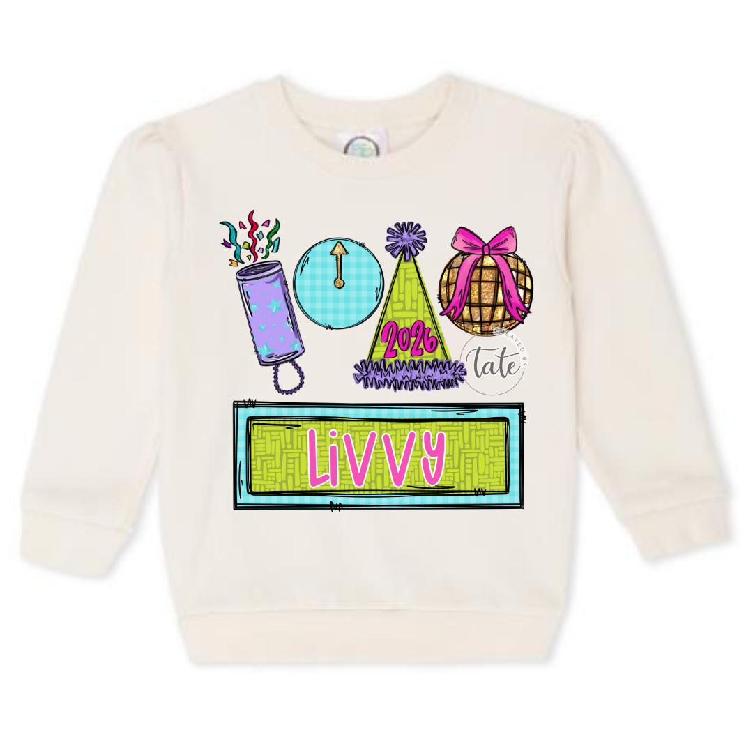 NEON NEW YEARS SWEATSHIRT - GIRLS