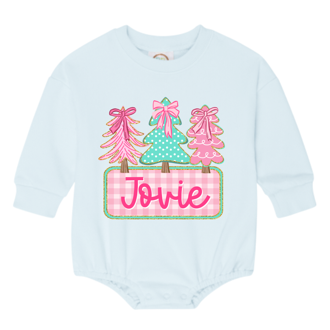 PINK CHRISTMAS TREES SWEATSHIRT BUBBLE