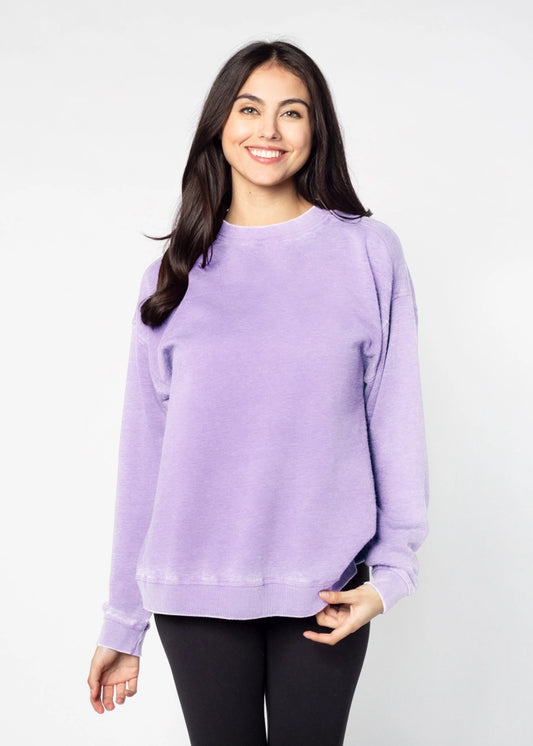 CHICKA-D | CUSTOM BURNOUT CREWNECK - LILAC