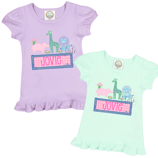 GIRL ZOO ANIMALS NAME PLATE - INFANT + YOUTH
