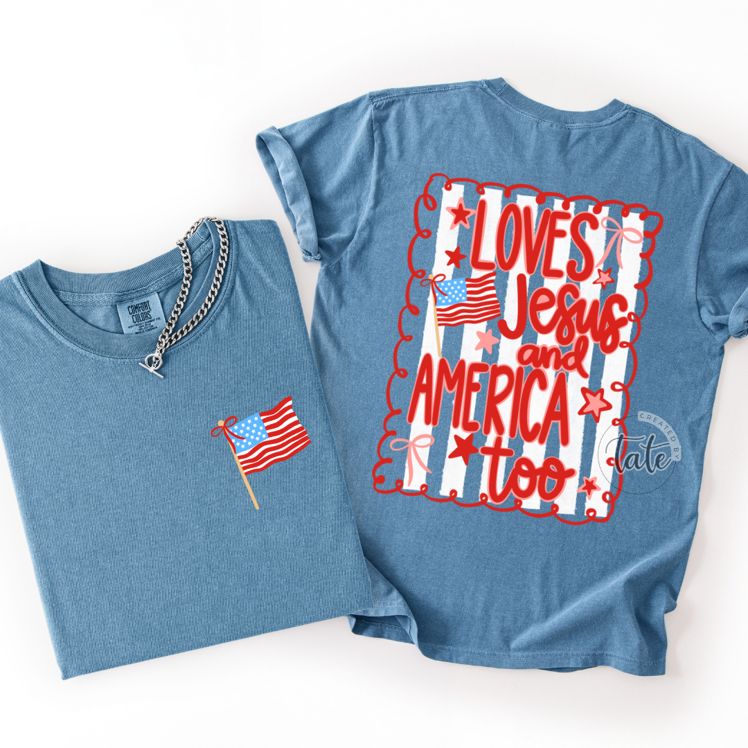 LOVES JESUS + AMERICA - FRONT + BACK