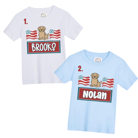 STARS, STRIPES & PUPS BOY NAME PLATE - INFANT + YOUTH