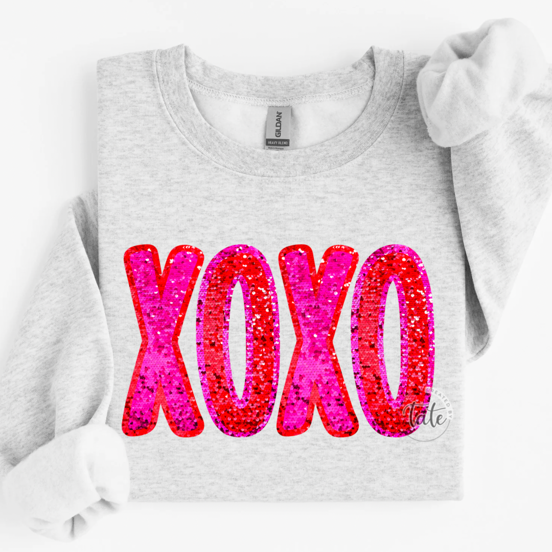 FAUX SEQUIN XOXO