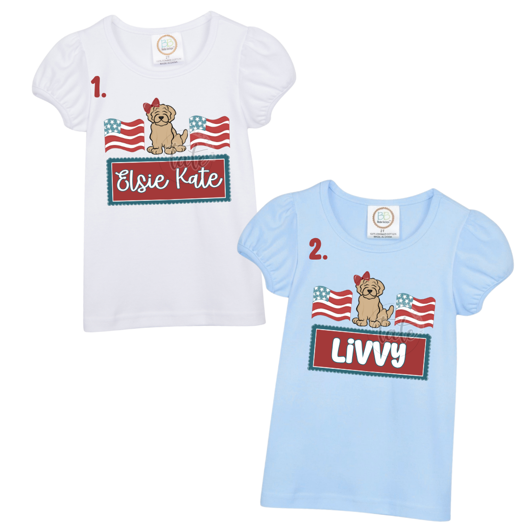STARS, STRIPES & PUPS GIRL NAME PLATE - INFANT + YOUTH