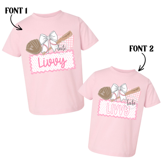 GIRL BASEBALL NAME PLATE - INFANT + YOUTH