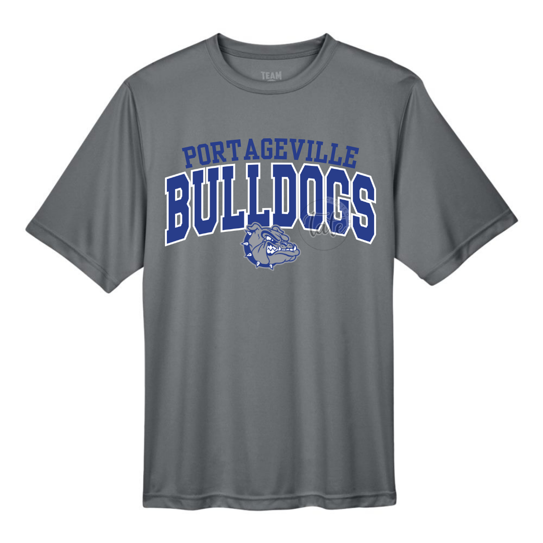 CURVED VARSITY PORTAGEVILLE BULLDOGS