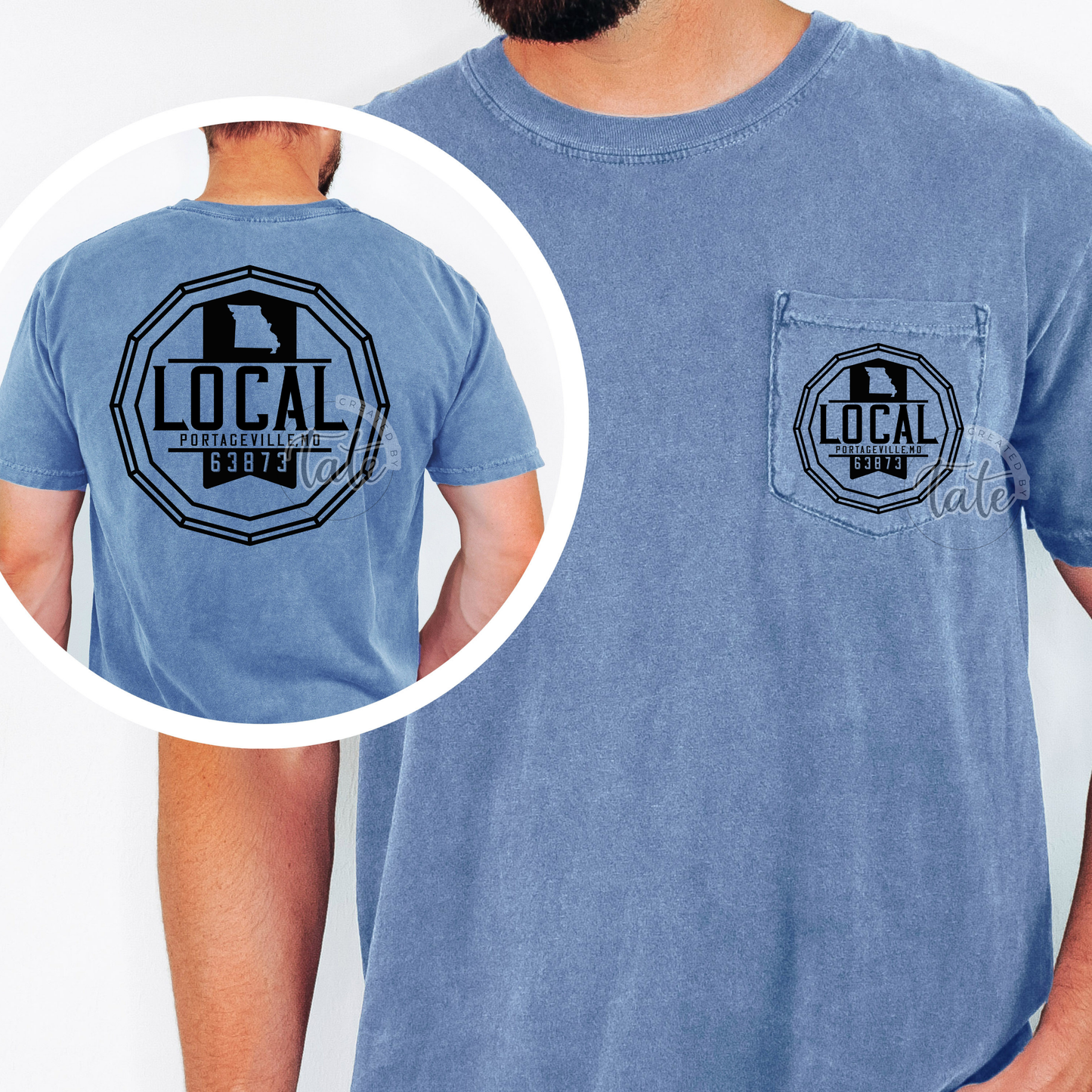 LOCAL 63873 POCKET TEE - FRONT + BACK