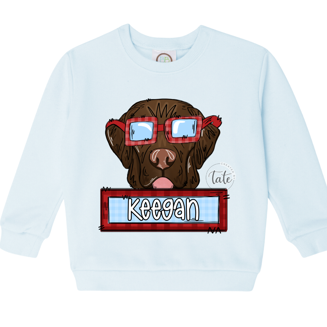 BOY PUPPY LOVE SWEATSHIRT - CHOCOLATE LAB