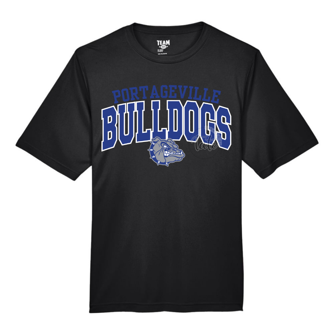 CURVED VARSITY PORTAGEVILLE BULLDOGS