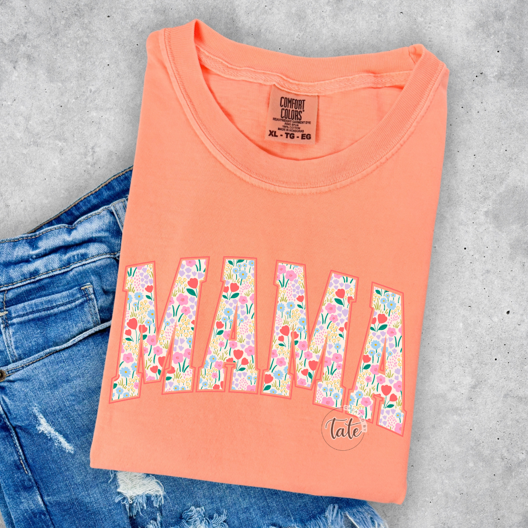 SPRING FLORAL VARSITY MAMA