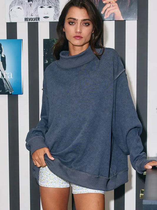 PREORDER | MOCK-NECK SWEATSHIRT - CHARCOAL