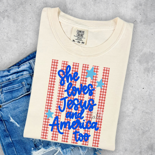 SHE LOVES JESUS + AMERICA - RED