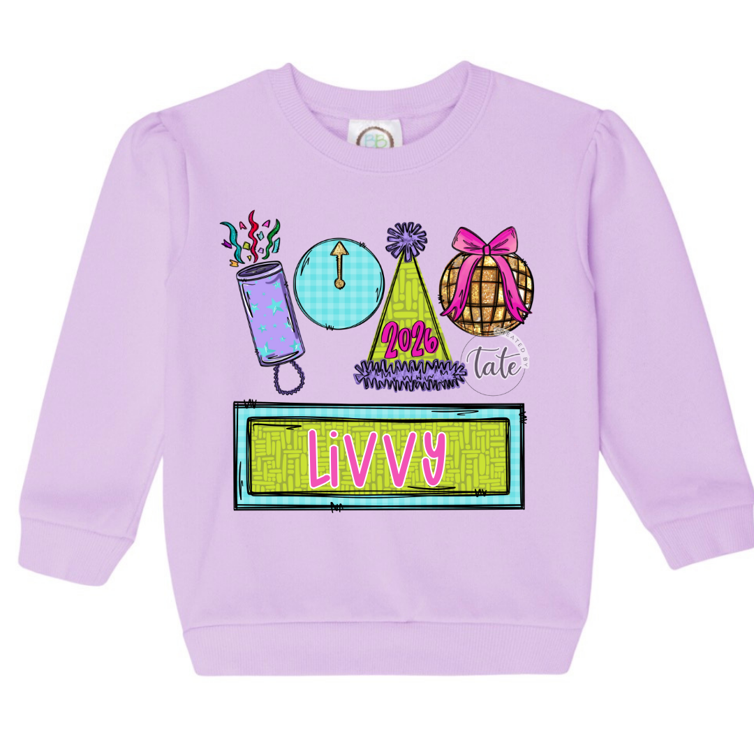 NEON NEW YEARS SWEATSHIRT - GIRLS