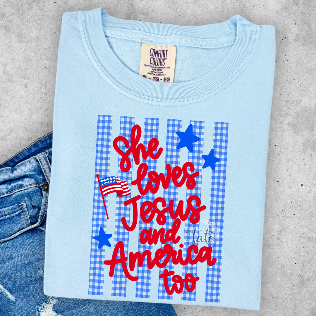 SHE LOVES JESUS + AMERICA - BLUE