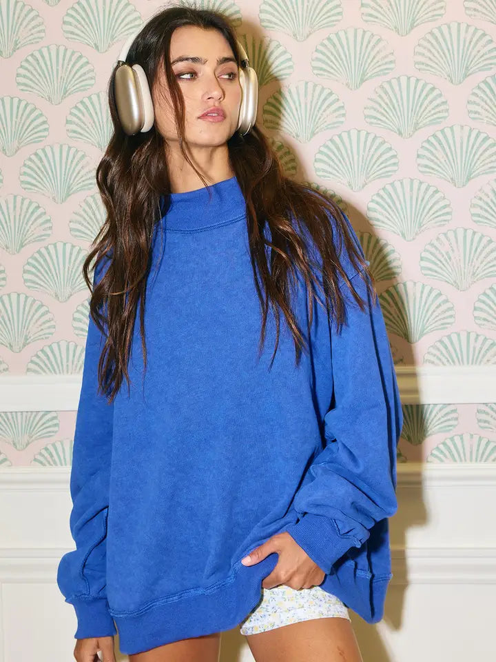 PREORDER | MOCK-NECK SWEATSHIRT - ROYAL