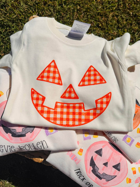 ORANGE GINGHAM PUMPKIN FACE - INFANT + YOUTH