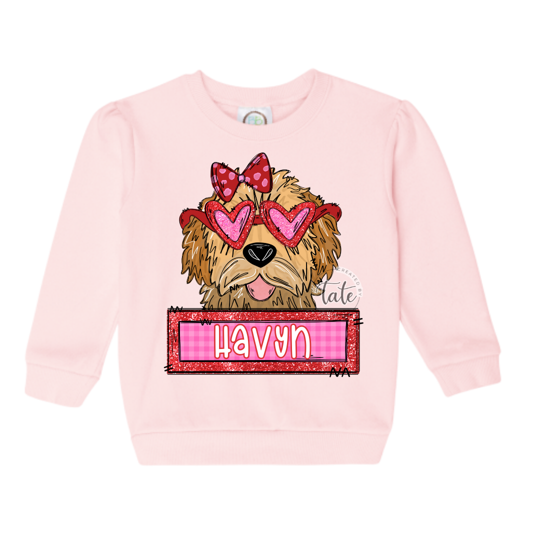GIRL PUPPY LOVE SWEATSHIRT - GOLDENDOODLE