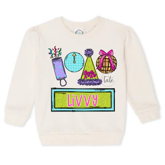 NEON NEW YEARS SWEATSHIRT - GIRLS