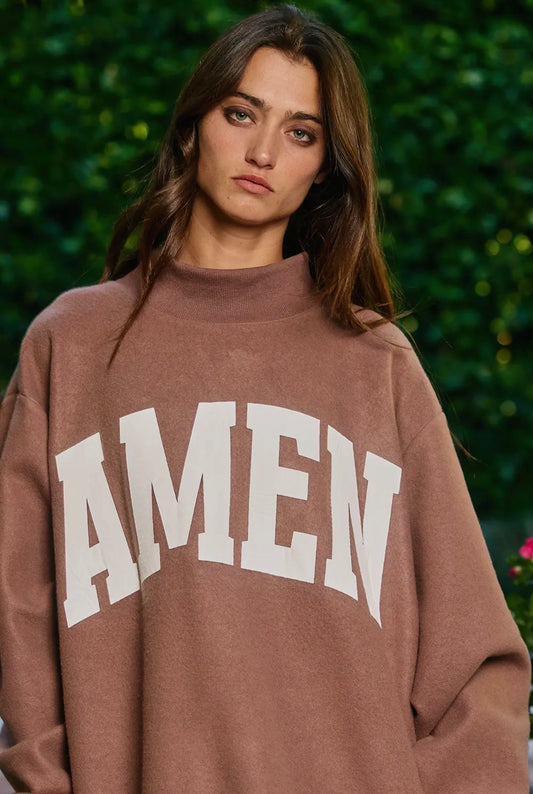 PREORDER | AMEN + WWJD REVERSIBLE SWEATSHIRT - BROWN