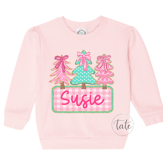 PINK CHRISTMAS TREES SWEATSHIRT - TODDLER/YOUTH