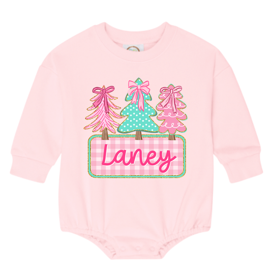 PINK CHRISTMAS TREES SWEATSHIRT BUBBLE