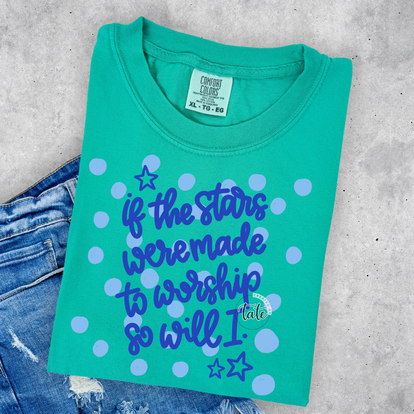 STARS WERE MADE TO WORSHIP - BLUE POLKA DOT