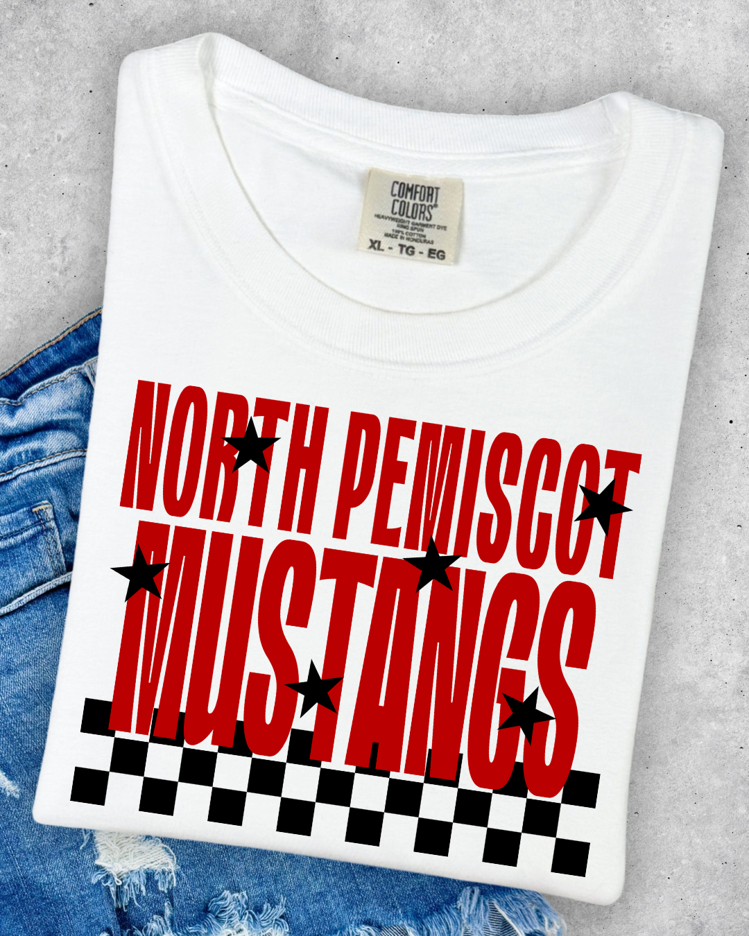 CUSTOMIZABLE ⭐ NORTH PEMISCOT MUSTANGS CHECKERED + STARS - YOUTH + ADULT