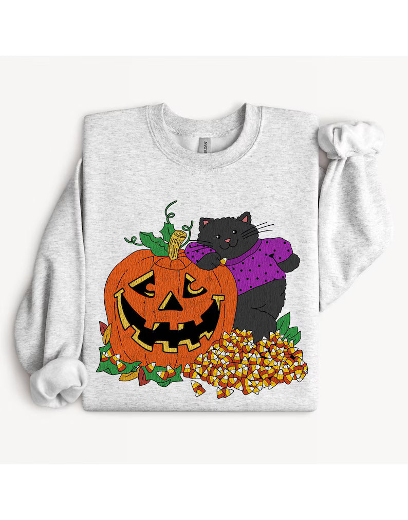 VINTAGE JACK O'LANTERN & CAT FRIENDS